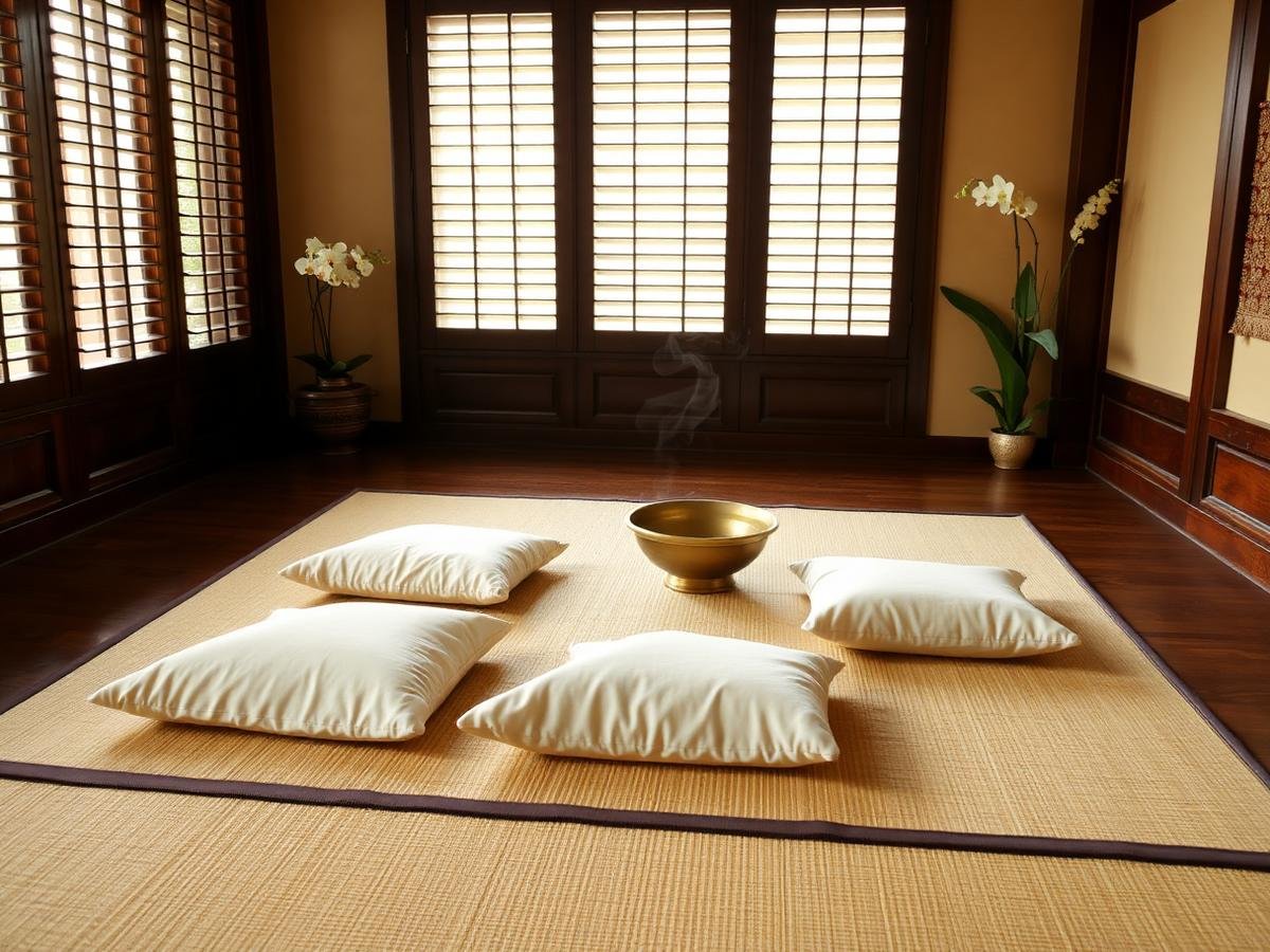 Thai massage mat with cotton set and cushions prepared for a Thai body to body massage in Goa